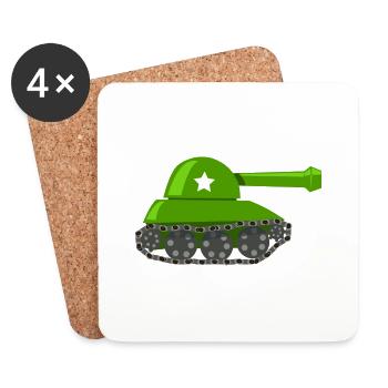 Panzer Comic - Untersetzer (4er-Set) - Weiß - Vorne