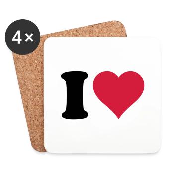 I_love - Dessous de verre (lot de 4) - blanc - Devant