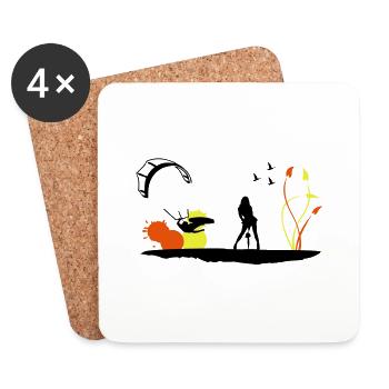 Kitesurfen - Untersetzer (4er-Set) - Weiß - Vorne