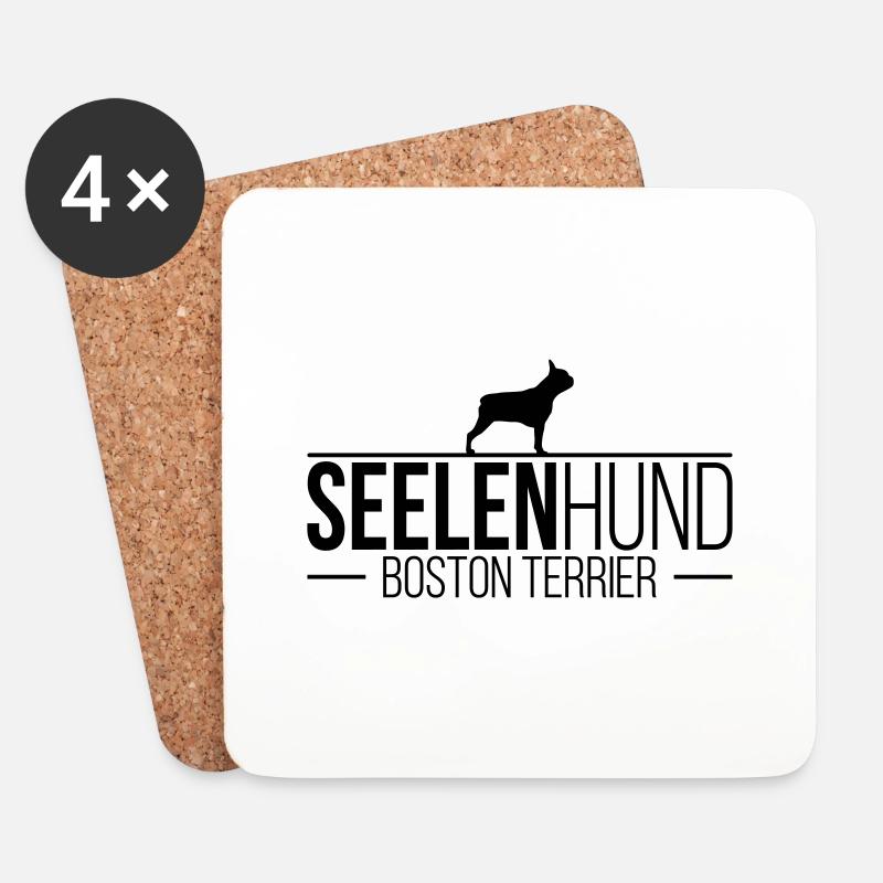 BOSTON TERRIER Seelenhund Hundespruch Wilsigns - Untersetzer (4er-Set) - Weiß