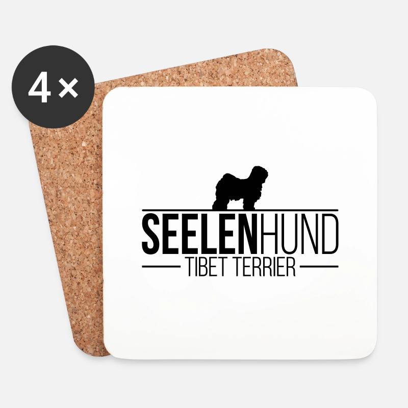 TIBET TERRIER Seelenhund Hunde Spruch Wilsigns - Untersetzer (4er-Set) - Weiß