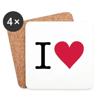I Heart - American Typewriter Font - Untersetzer (4er-Set) - Weiß - Vorne