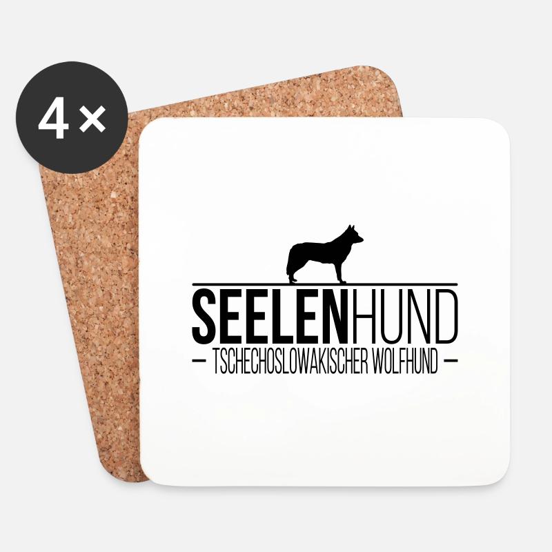 TSCHECHOSLOWAKISCHER WOLFHUND Seelenhund - Untersetzer (4er-Set) - Weiß