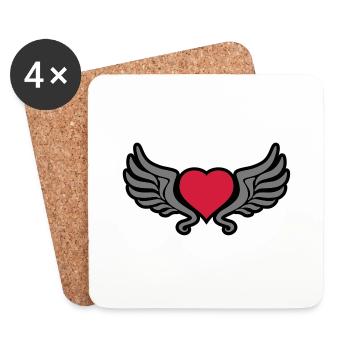 tribal_heart_wings_kontur_3c - Dessous de verre (lot de 4) - blanc - Devant