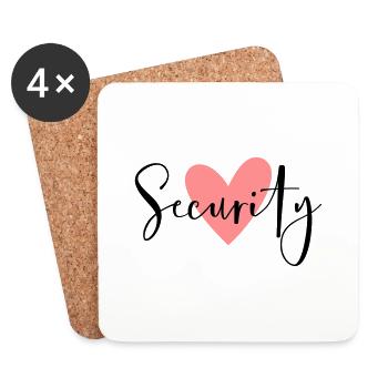 Security rosa Herz Junggesellinnenabschied - Untersetzer (4er-Set) - Weiß - Vorne