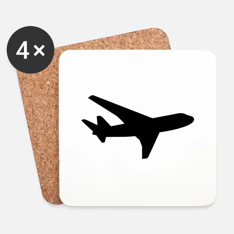 Flugzeug - Untersetzer (4er-Set) - Weiß