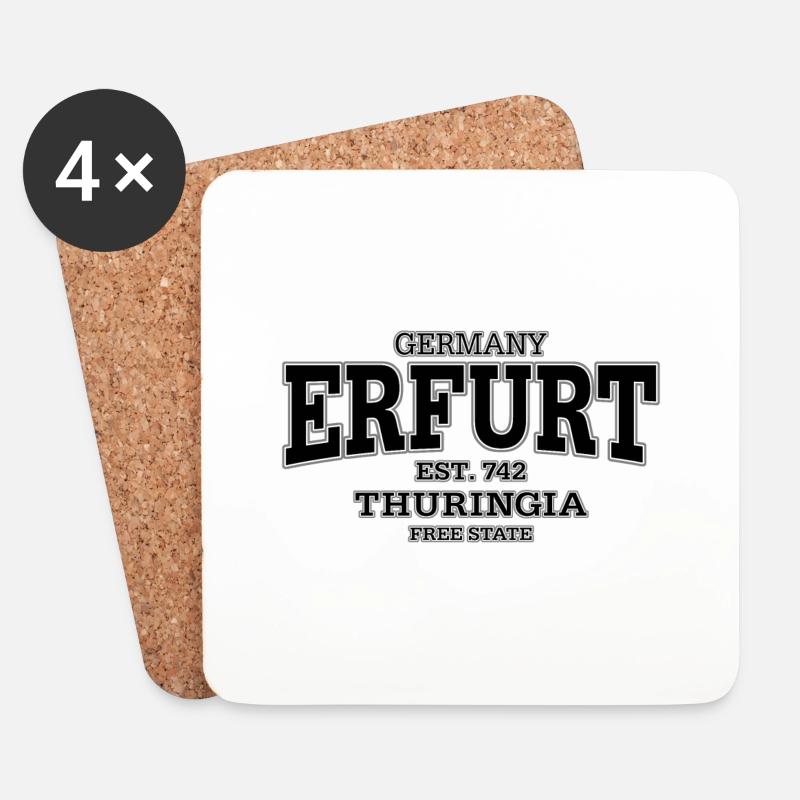 Erfurt Thüringen (black) - Untersetzer (4er-Set) - Weiß