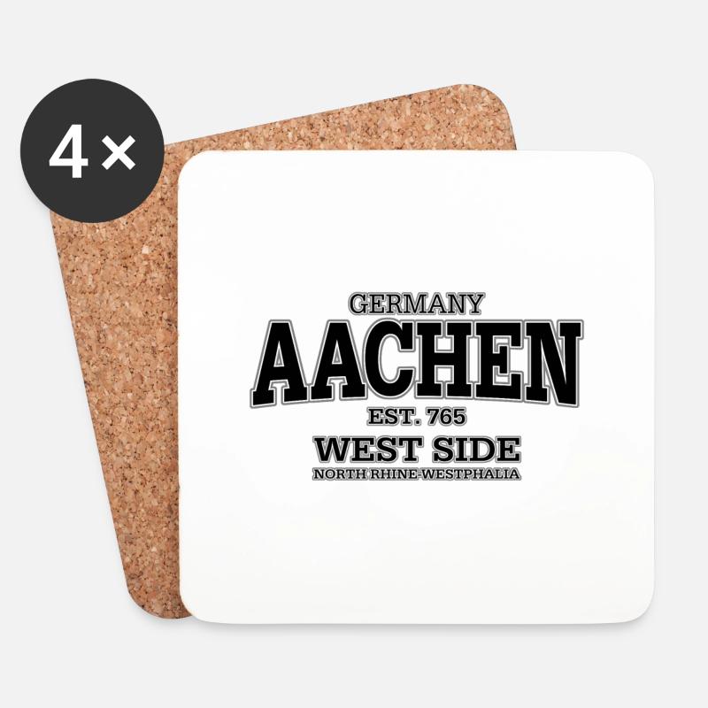 Aachen (black) - Untersetzer (4er-Set) - Weiß