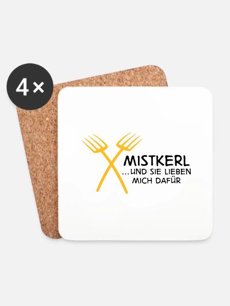 Mistkerl - Untersetzer (4er-Set) - Weiß