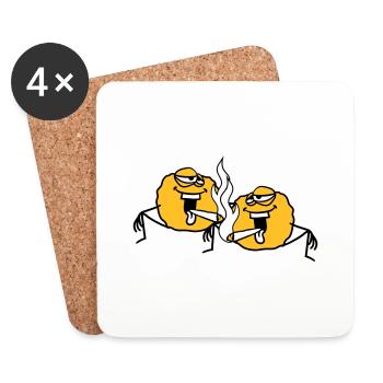 2 friends team couple stoned kiffen kiffer stoned h - Coasters (set of 4) - white - Front