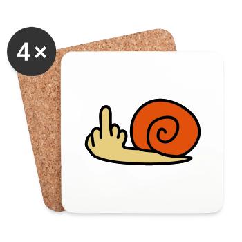 fuck_off_snail - Untersetzer (4er-Set) - Weiß - Vorne