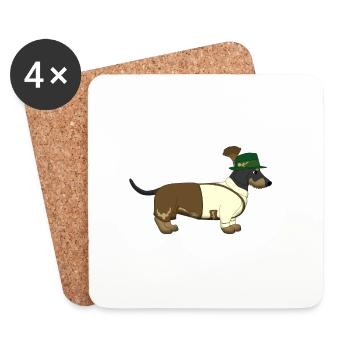 Dachshund Bavaria - Coasters (set of 4) - white - Front