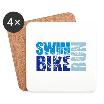 risse kratzer stempel swim bike run text logo tria - Untersetzer (4er-Set) - Weiß - Vorne