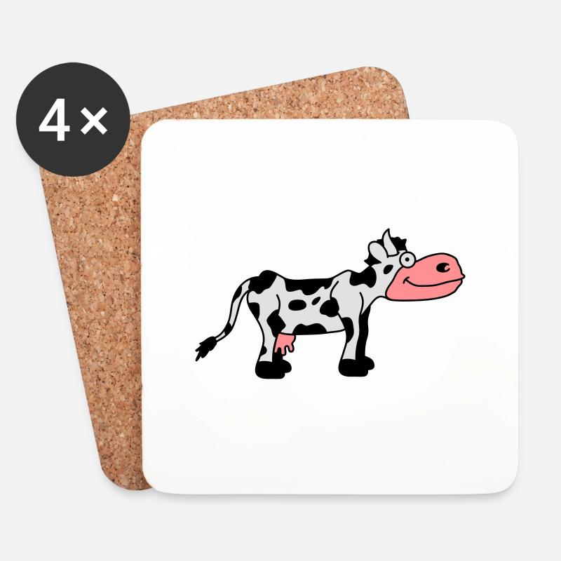 Cow Comic - Untersetzer (4er-Set) - Weiß