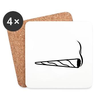 cannabis clipart logo chanvre weed cannabis kiffen kiffe - Dessous de verre (lot de 4) - blanc - Devant