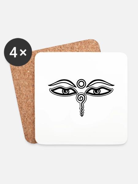 Buddha Augen, Meditation, Drittes Auge, Buddhismus - Untersetzer (4er-Set) - Weiß