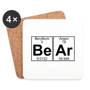 Be-Ar (bear) - Full - Untersetzer (4er-Set) - Weiß - Vorne