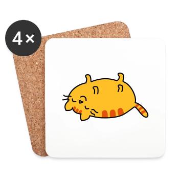 lazy cat - Coasters (set of 4) - white - Front