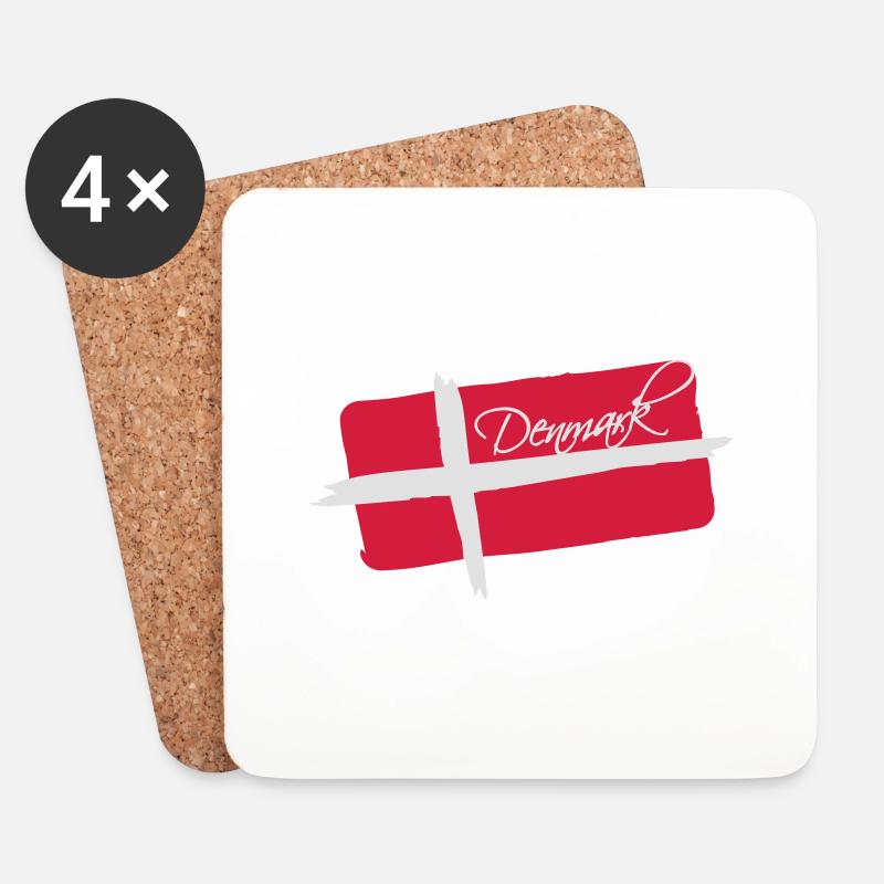 Denmark Flag Design - Untersetzer (4er-Set) - Weiß