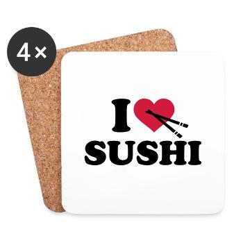 I love Sushi - Coasters (set of 4) - white - Front