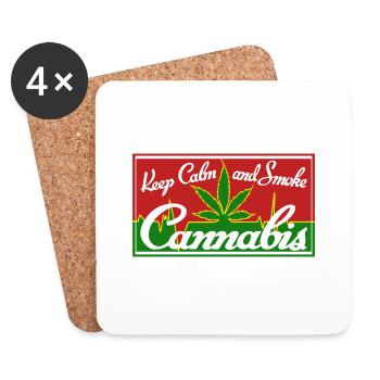 keep calm and smoke cannabis - Dessous de verre (lot de 4) - blanc - Devant