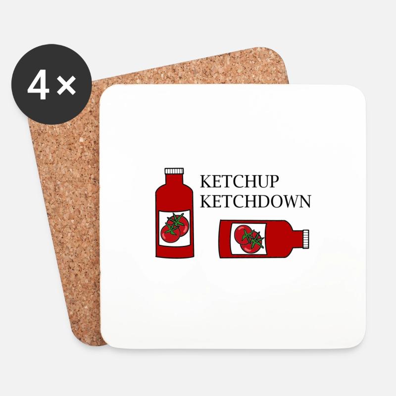 Ketchup, Tomaten, - Untersetzer (4er-Set) - Weiß
