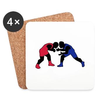 dessin sport lutte lutteur wrestling - Dessous de verre (lot de 4) - blanc - Devant