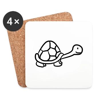 Small sweet cute turtle - Coasters (set of 4) - white - Front