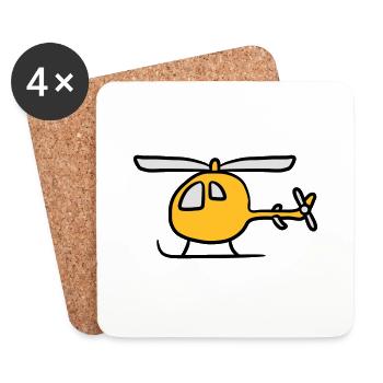 Comic Cartoon Kinder Heli Niedlich - Untersetzer (4er-Set) - Weiß - Vorne