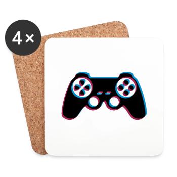 3d controller design logo clip art cool gamer zocke - Coasters (set of 4) - white - Front