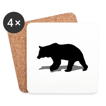Bear - ours brun - la chasse - chasseur - Dessous de verre (lot de 4) - blanc - Devant