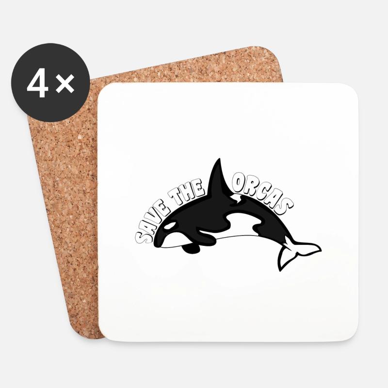 SAVE THE ORCAS - Untersetzer (4er-Set) - Weiß