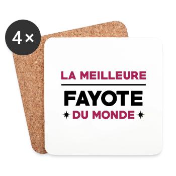 Fayot / Fayote / Humour / Prof / Ecole / Patron - Dessous de verre (lot de 4) - blanc - Devant