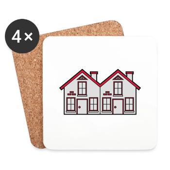 doppelhaus 2 häuser nachbarn nachbarschaft kleines - Untersetzer (4er-Set) - Weiß - Vorne
