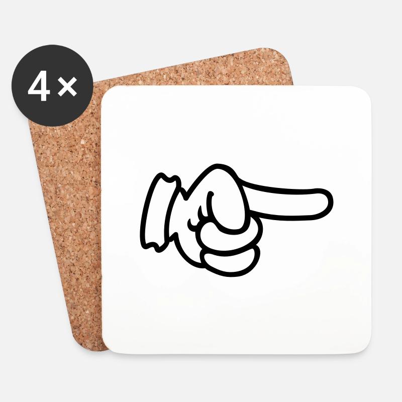Fingerzeig / Pointing Finger (Outline 1c - Untersetzer (4er-Set) - Weiß