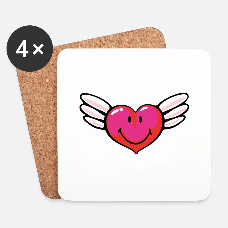 Smiley Love Angel - Untersetzer (4er-Set) - Weiß