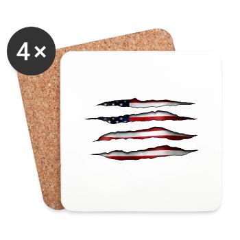 Le drapeau américain déchiré - Dessous de verre (lot de 4) - blanc - Devant