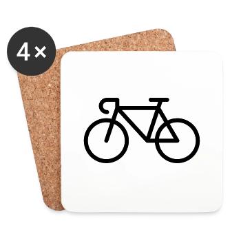 Racing Bicycle / Bike (Icon / Pictogram) - Coasters (set of 4) - white - Front