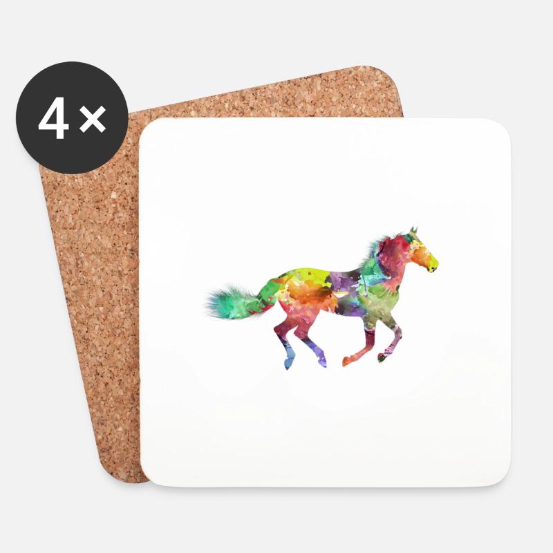 Buntes Pferd - Untersetzer (4er-Set) - Weiß
