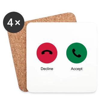Decline Accept (Phone Call) - Coasters (set of 4) - white - Front