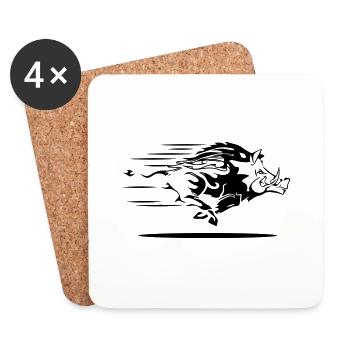 wild boar - Coasters (set of 4) - white - Front