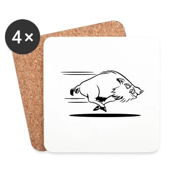 wildschwein gefährlich rennen - Untersetzer (4er-Set) - Weiß - Vorne