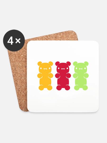 3 bunte Gummibaerchen - Untersetzer (4er-Set) - Weiß