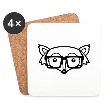 Tête design fuchs - Dessous de verre (lot de 4) - blanc - Devant