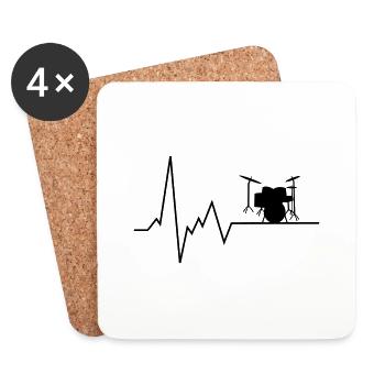 Tambours Heartbeat - Dessous de verre (lot de 4) - blanc - Devant