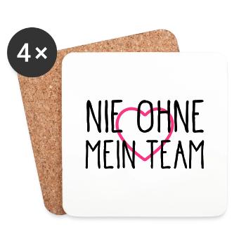herz nie ohne mein team - Untersetzer (4er-Set) - Weiß - Vorne