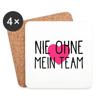 nie ohne mein team herz - Untersetzer (4er-Set) - Weiß - Vorne