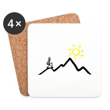 Stickman hiking on the mountains & sunshine - Coasters (set of 4) - white - Front
