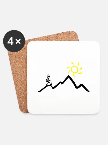Wanderer am Berg bei Sonnenschein, wandern - Untersetzer (4er-Set) - Weiß