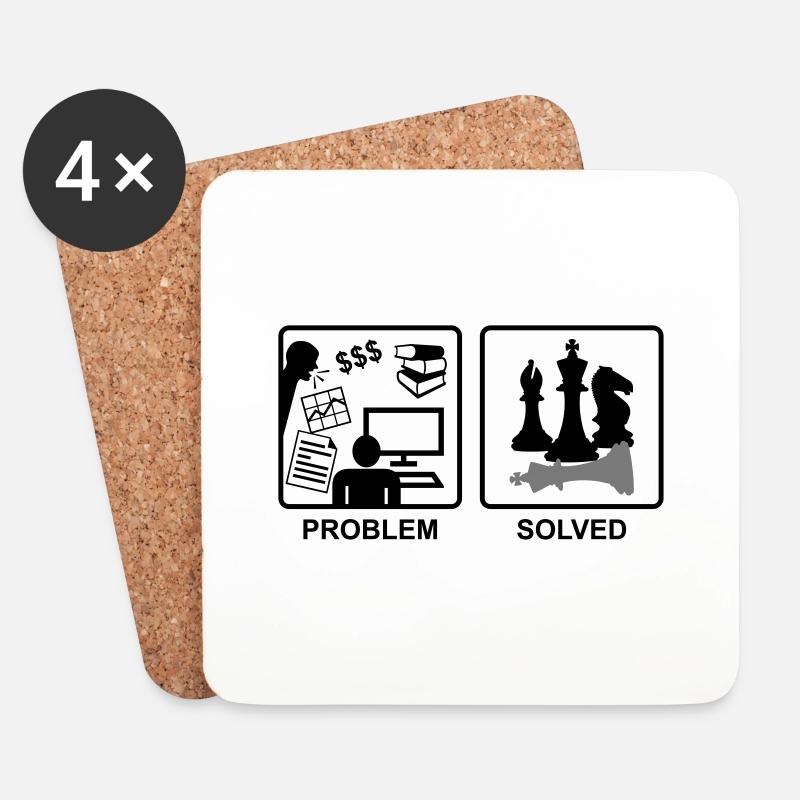 Schach löst Probleme - Untersetzer (4er-Set) - Weiß